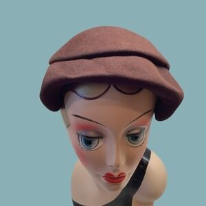 Womens Vintage Brown Wool Felt Hat Cap